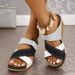 Large Size Wedge Slippers Women, Summer 2025 New Fashion Cross Strap Color Blocked Sandals For Women_vogvips.com