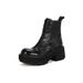 Autumn New Retro Washed Horsehide Lace-up Thick Heel Locomotive Boots Outdoor Short Boots Women's Martin Boots_vogvips.com