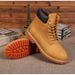 New New Autumn And Winter Martin Round-Toed Fashionable Men's Non-Slip Yellow Boots, Versatile Trendy Dad_vogvips.com