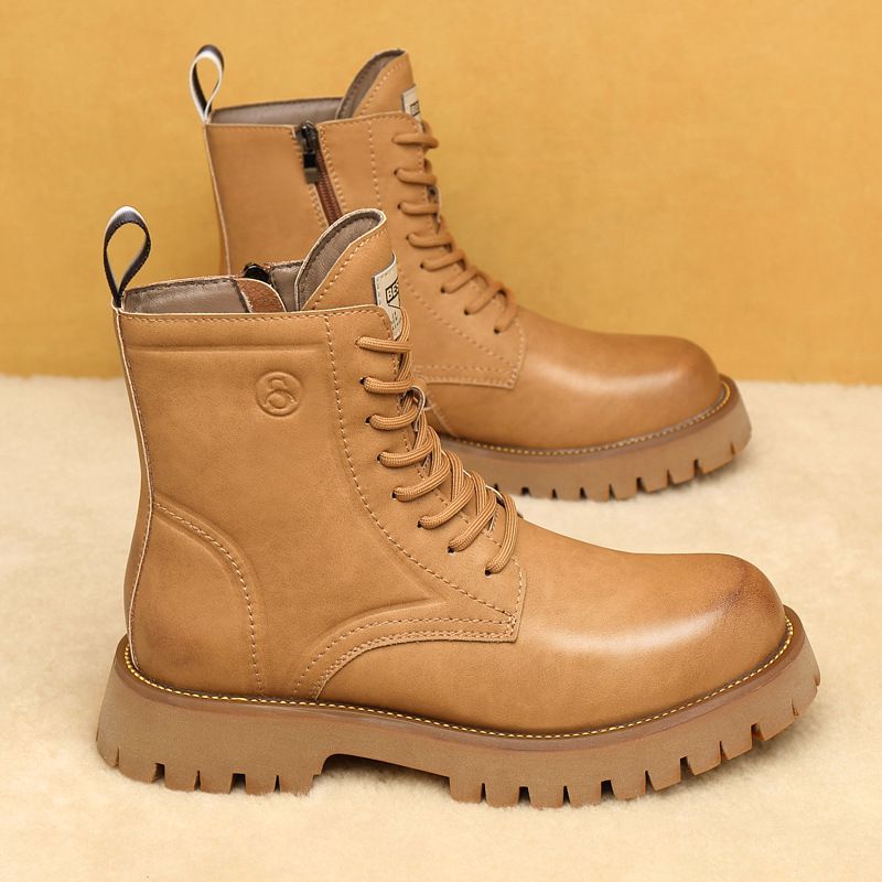 European Warm Series Outdoor Casual High-top Martin For Men, New British Style Thick-soled Work Boots, Genuine Leather Shoes, Cotton Boots_vogvips.com