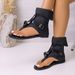 Women's Plus Size For Export 2026 New Model: Flat With Back Zipper, Roman Buckle, And Toe-Clamp Flip-Flop Sandals_vogvips.com