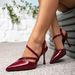 Women's High-heeled Sandals Burgundy Stilettos Fashion Pointed High Heels New Women's Shoes_vogvips.com