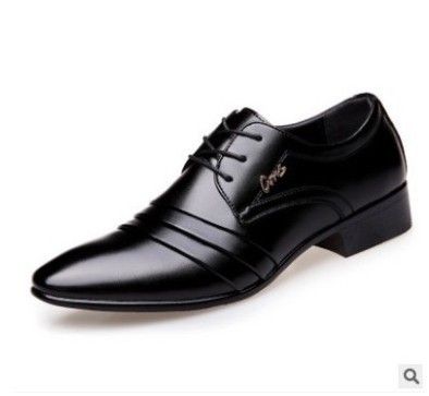 Leather Shoes Men's Summer Breathable Men's Shoes Korean-style All-match Trendy Men's Casual Shoes British Business Dress Height-increasing Shoes_vogvips.com