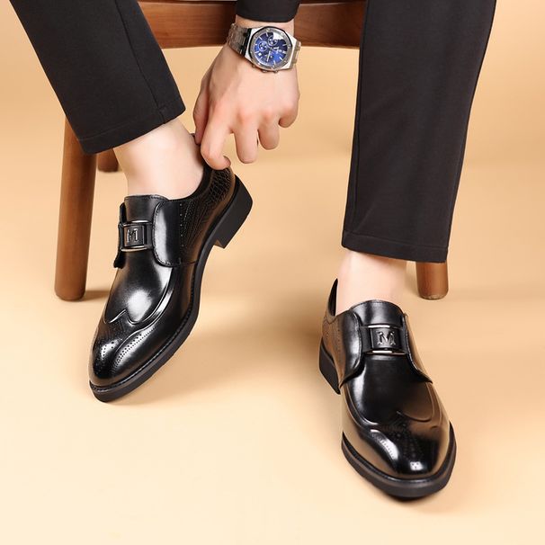 Men's leather shoes Leather vintage carved men's shoes men's business dress shoes_vogvips.com