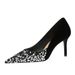 7236-1 Style Fahion Light Luxury Banquet Women' High Slim Heel Shallow Mouth Pointed Spliced Sequin Cloth Single_vogvips.com