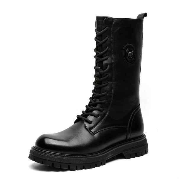 Retro Tooling Boots Long Tube Thick Sole Heightening Martin Boots Thermal Locomotive Knight Boots Men's Boots_vogvips.com