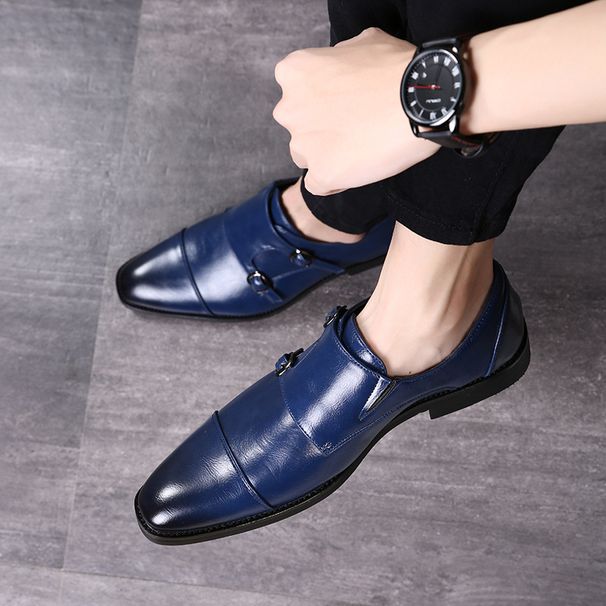 Autumn New Business British Double Button Leather Shoes, Extra Large Men's Shoes_vogvips.com