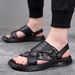 2025 Summer Trendy Casual Soft Sole Dual-use Beach Shoes Men's Genuine Leather Non-slip Sandals For Outdoor Wear_vogvips.com
