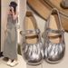 French Evening Mary Jane Children's 2025 Spring/Summer New Style Flat Bottom Wrinkle One Word Belt Shallow Mouth Grandma_vogvips.com