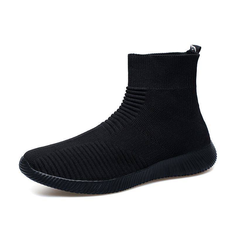 Large Size Single Kick Mid Cut Couple's Casual Height Increasing Lightweight Men's Elastic Soft Sole Anti Slip Women's_vogvips.com