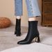 Women's Winter 2024 New French Style Slim Black Commuting Elegant High Square Toe Mid-Calf Chunky Heel Short Boots_vogvips.com
