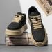 Men's Casual Sneakers - Retro Style Comfortable Breathable Low-Top Lace-Up Shoes With Thick Sole (Black/Khaki/Wheat)_vogvips.com