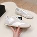 In Stock 2026 New Model Genuine Leather Round-Toe German Training Lace-Up Casual Shoes, Spring And Autumn Flat White_vogvips.com