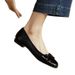 ShoeVault 2025 Spring And Autumn New Patent Leather Women's Wedding Retro Bow Square Toe Shallow Mouth Flat Low Heel Single Shoes_vogvips.com