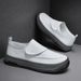 Euro Step Men's 2025 Summer New Low-top British Style Loafers With Velcro Casual Lazy White Single Shoes_vogvips.com