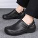 Pure Black Slippers For Men In Summer Breathable Kitchen Work Waterproof And Oil Proof Chef Men's Thick Soled Non Slip Work Safety Shoes_vogvips.com
