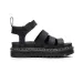 Women Black Leather Platform Gladiator Sandals Multi Strap Ankle Buckle Adjustable Yellow Stitch Chunky Open Toe Summer_vogvips.com