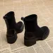 Short Shoes For Woman Black Women's Ankle Boots Sock Footwear Combat Booties Very High Heels Suede Punk Style Heeled_vogvips.com