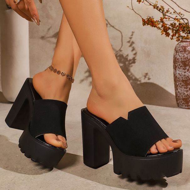 Women's High Heeled Sandals European American Style Chunky Heel Open Toe Summer Shoes_vogvips.com