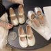 French Mary Jane Shoes White Single Shoes Women's Spring And Summer Evening Gentle Matching Skirt Flat-soled Small Leather Shoes_vogvips.com