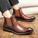 2025 Autumn Winter Men's Shoes Trendy High Top Large Size Leather Ankle Fashion Denim Boots_vogvips.com
