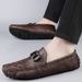 Doudou Shoes Men's Low-top Foot Loafers Loafers Horseshoe Buckle Driving Shoes_vogvips.com