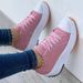 New Women Platform Casual Canvas Tennis Ladies Chunky Sneakers Lace Up Shoes Plus Size XF0223_vogvips.com