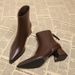 Genuine Leather Pointed Toe Short For Women 2025 New Spring And Single Thick Medium Slim Autumn Winter High Heel Bare_vogvips.com