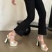 2024 Summer New European American Fashion High-Heeled Women's Shoes With One-Strap Buckle, Square Toe, Chunky Heel_vogvips.com