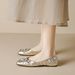 French Square Head Single Shoes Female Rhinestone Fairy Style With Skirt Gentle Shallow Mouth Beanie Shoes Female_vogvips.com