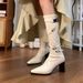 White High Long For Women Patent Leather Chunky Heel Square Toe Belt Buckle Riding Over-the-Knee Fashion Boots_vogvips.com
