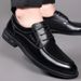 Men's leather shoes Korean pointed business casual men's shoes leather British formal men's single shoes_vogvips.com