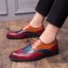 New Block Color Matching Large Size Leather Shoes Men's Fashion Trend Pattern Formal Leather Shoes_vogvips.com