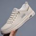 Men's Breathable Casual Sneakers - Lightweight Slip-On Loafers With Elastic Bands & Cushioned EVA Insole (MB799) - White/Black/Tan_vogvips.com