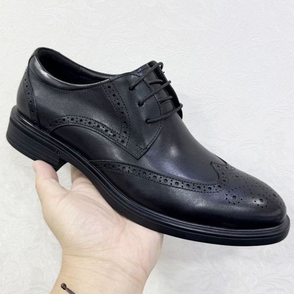 25 Spring Top Layer Cowhide Genuine Business Brogue Casual New Men's British Style Leather Shoes_vogvips.com