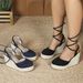 Women's Large Size Roman Style Fashion Sandals Side Hollow One Strap Wedge Suede Fish Mouth Independent Station_vogvips.com