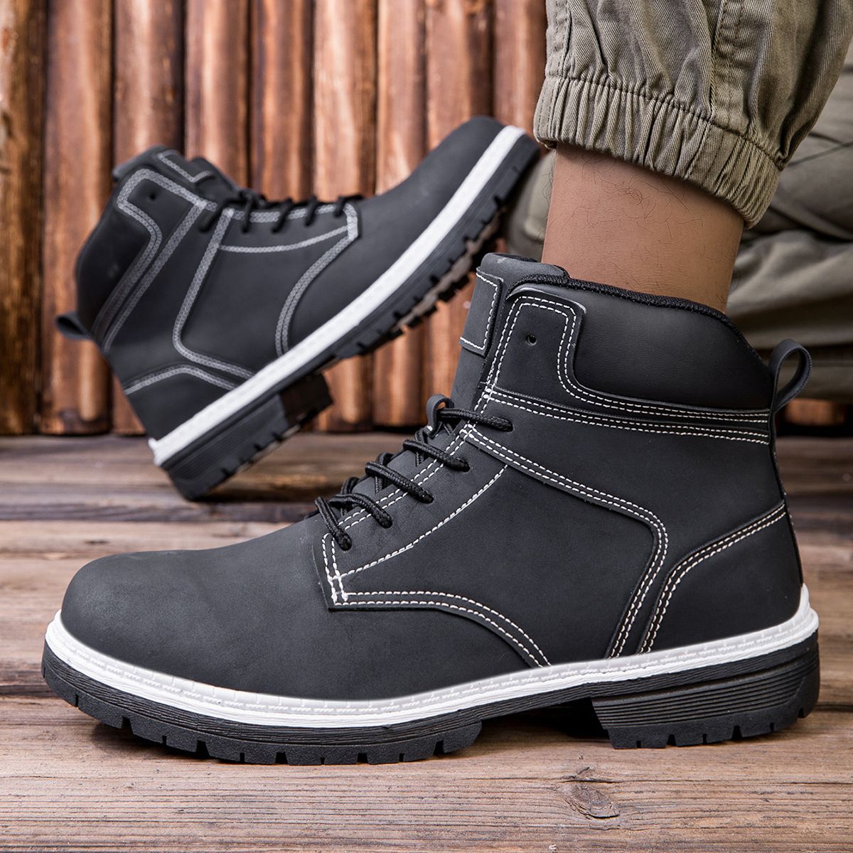 Autumn Martin Couple Women's Shoes Casual Men's Street Style Trendy High Top Leather Boots_vogvips.com