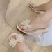 French-style Crystal Transparent Elegant Dress A Summer Vibe, Paired With High-heeled Sandals And New Rhinestone Bow_vogvips.com