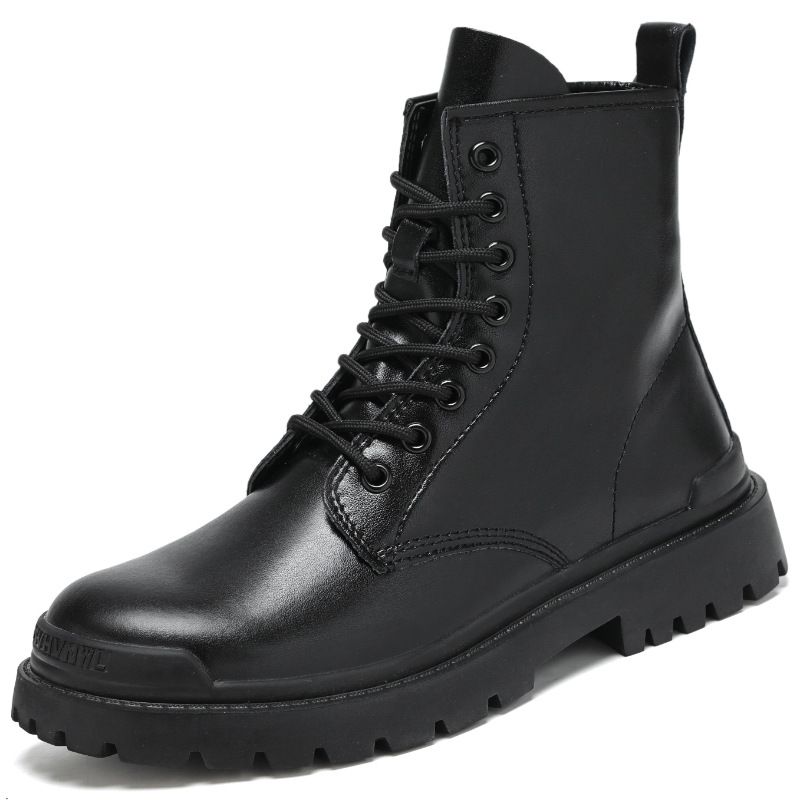 European Warm Series Autumn Winter New High-top Martin Thick-soled Lace-up Casual Men's Shoes Big Head Workwear Outdoor Leather Boots_vogvips.com