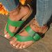 Large-sized Flat-bottomed Buckle-toe Flip-flops For Women With Belt Buckles Worn Over Beach Sandals_vogvips.com