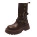 Brown For Women 2024 New Autumn Thick-Soled Mid-Calf Two-Way Slim Short Boots With A High-End Feel_vogvips.com