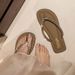 Rhinestone For Women, 2026 New Summer French-style Flat Beach Shoes, High-end Thong Sandals_vogvips.com