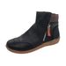 New Style Short Winter Fashion Leather Patchwork Flat Zipper Martin Boots Plus Size Women's Shoes_vogvips.com