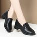 Loafers Women Spring And Autumn Comfortable Soft Sole Work Black Leather Shoes For Long Standing_vogvips.com
