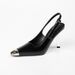 Fashion Temperament Large Size French Light Mouth Black Stiletto High Heels Sandals_vogvips.com