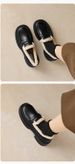 Fleece Loafers Women's Thick-soled Warm Black One-pedal Small Leather Shoes Thick-heeled Single Shoes Women_vogvips.com