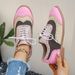 Plus Size Casual Laser Fashionable Comfortable Shoes Autumn New Round Head Lace Up Color Sneakers Women_vogvips.com
