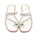 Elegant French-Inspired Women's Summer Slide Sandals With Rhinestone Accents - Lightweight, Non-Slip, Round-Toe Flat Slippers For Casual_vogvips.com