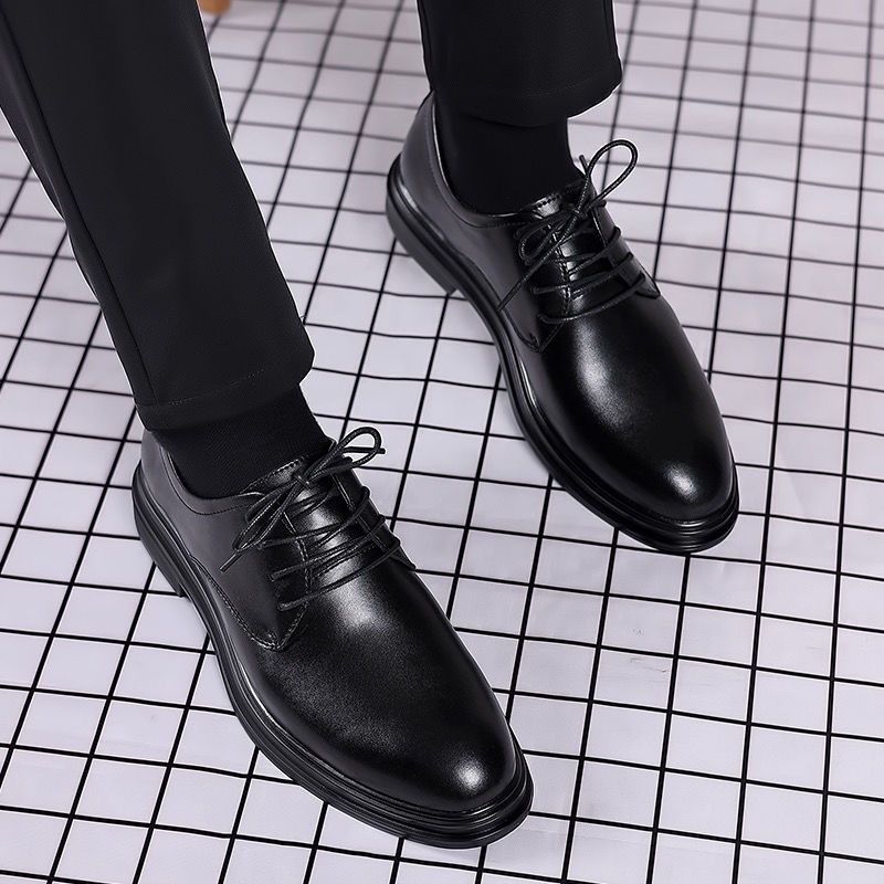 Leather For Men 2025 New Business Formal Casual British Soft Soled Black Men's Wedding Groom Shoes_vogvips.com