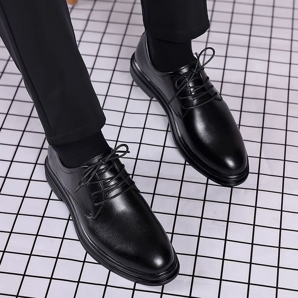 Leather For Men 2025 New Business Formal Casual British Soft Soled Black Men's Wedding Groom Shoes_vogvips.com